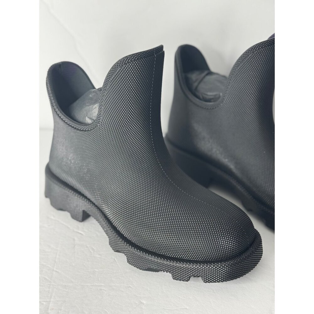 BURBERRY Marsh Low Black Rubber Boots Rain Snow Textured EU 40 US 10 UK 7 $820 - Picture 5 of 10